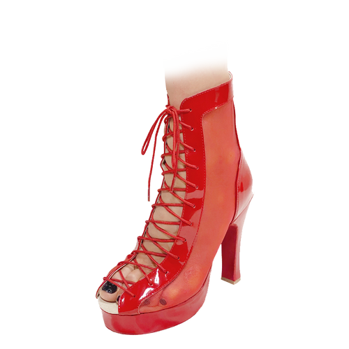Godiva Chic Red Patent & Red Mesh Platform