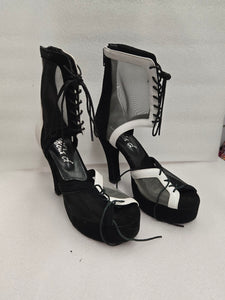 Godiva Chic TWO Platform Dance Boot Black Sparkle/Orange/Yellow Patent ONE-OF-A-KIND