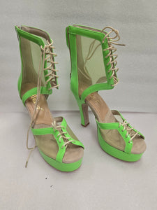 Godiva Chic TWO Platform Dance Boot Black Sparkle/Orange/Yellow Patent ONE-OF-A-KIND