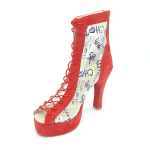 Godiva Chic Red Patent Leather & ABC Mesh Platform