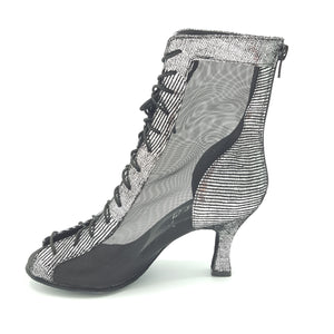 Godiva Chic Dance Boot Silver/Black 2-1/2" Heel