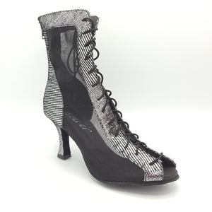 Godiva Chic Dance Boot Silver/Black 2-1/2" Heel
