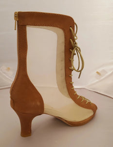 Godiva Chic Tan Leather 1/2" Platform Dance Boot
