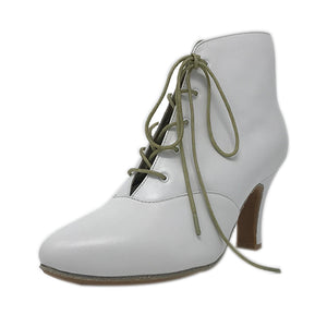 Lady Di Dance Boot White Leather Rubber Sole