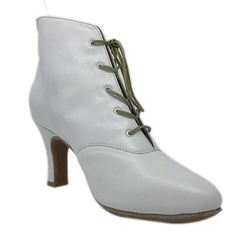 Lady Di Dance Boot White Leather Rubber Sole