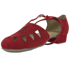 New Princess Red Suede 1" Heel Open Sides