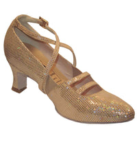 New Queen Flexi 2-1/2" Heel Multi-Point Gold Leather